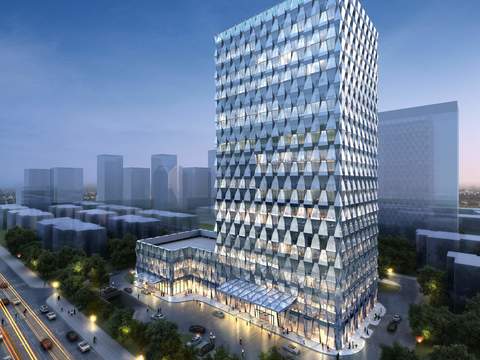  现代商业楼鸟瞰夜景psd 