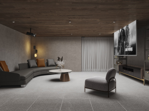  现代家庭影音室3d模型 