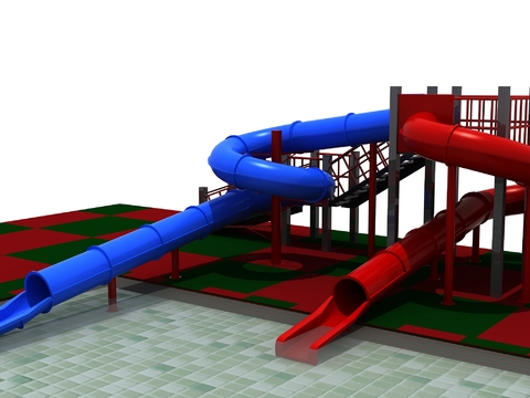  现代儿童滑梯游乐设施3d模型 