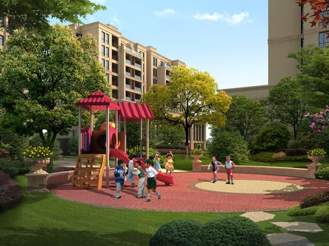  现代滑滑梯公园景观psd 