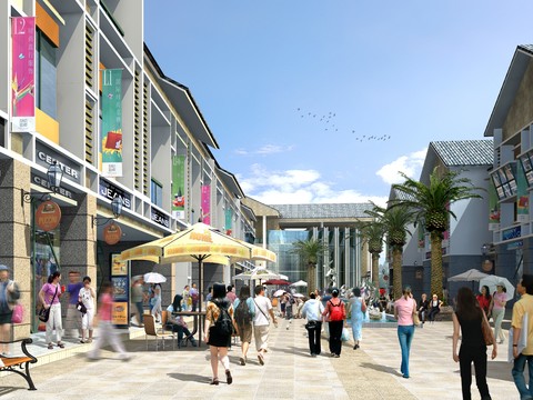  现代商业街步行街psd 