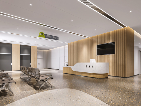  现代医院门诊咨询台3d模型 