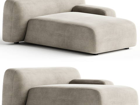  现代贵妃椅3d模型下载 贵妃榻沙发 客厅家具设计 米色软垫沙发 家居装饰 