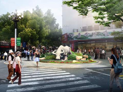  现代商业街步行街psd 