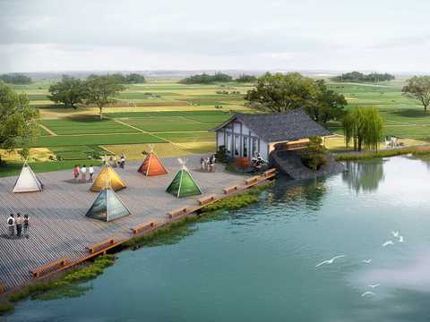  湿地园林景观PSD 