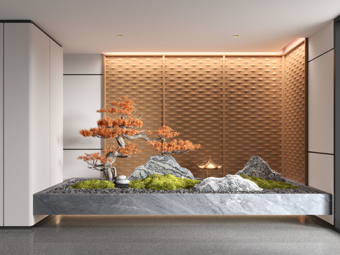  新中式室内景观 园艺小品3d模型 