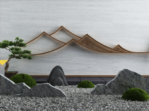  新中式枯山水园艺小品3d模型 