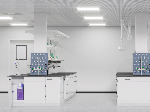  现代学校实验室3d模型 