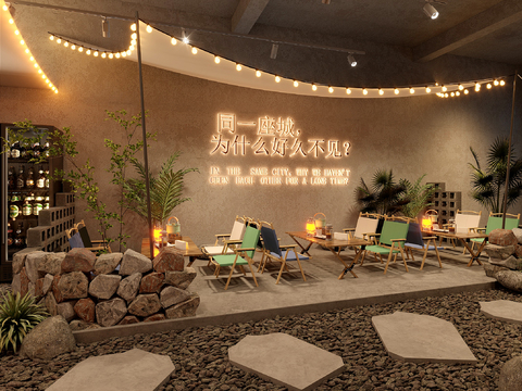  露营风咖啡 酒吧3d模型 