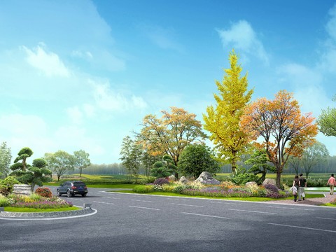  现代道路桥梁景观psd 