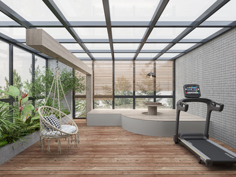  现代阳台 阳光房3d模型 