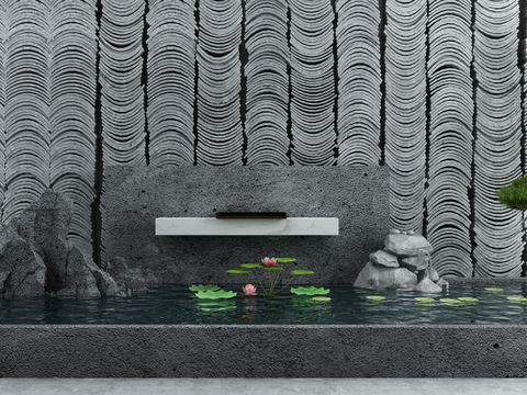  现代庭院水景小品3D模型 