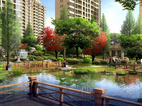  现代公园景观psd 