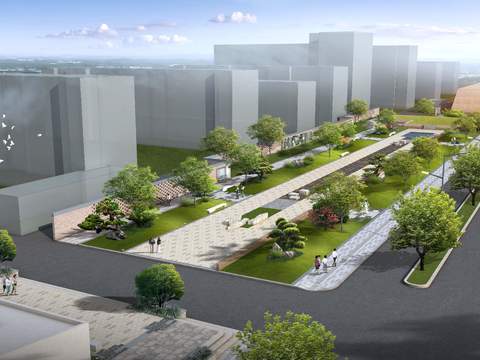  现代公园园林鸟瞰psd 