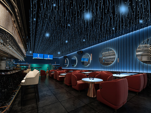  现代酒吧清吧3d模型 