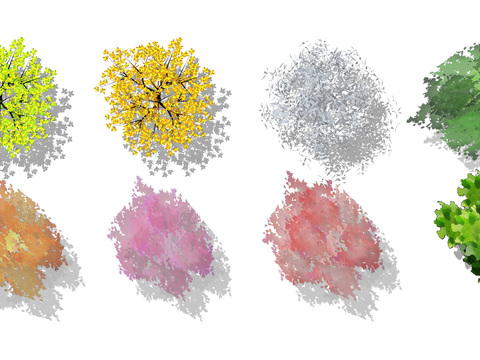  现代绿植树木平面素材psd 