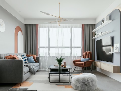  现代公寓客厅餐厅3d模型 