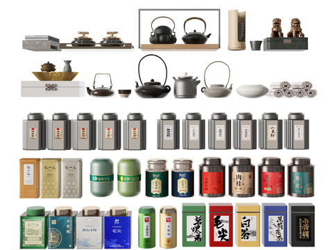  现代茶罐茶叶茶具3d模型 