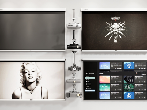  现代投影幕布投影仪家居投影机3d模型 