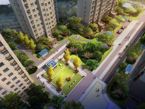  现代小区公园鸟瞰psd 