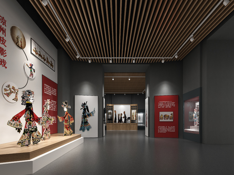  皮影戏曲展厅 非遗博物馆3d模型 
