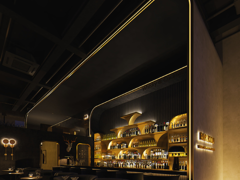  工业风清吧酒吧3d模型 