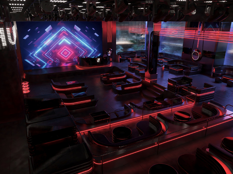  KTV 酒吧卡座区3d模型 