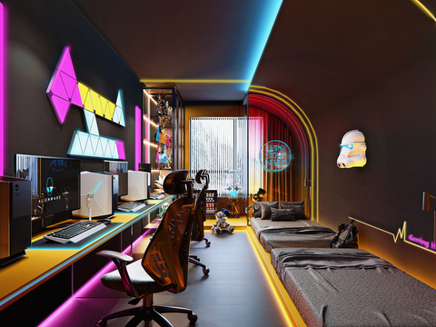  现代电竞网吧3d模型 