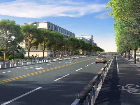  现代道路桥梁景观psd 