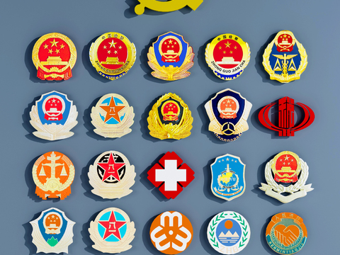  现代中国图案徽章LOGO标志3d模型 