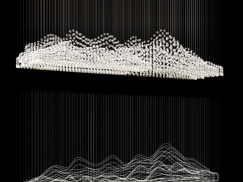  现代艺术水晶灯3d模型下载 几何山脉装饰灯 抽象山峰造型灯具 