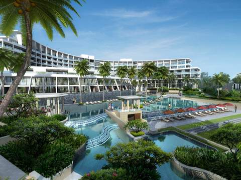  现代酒店泳池景观psd 