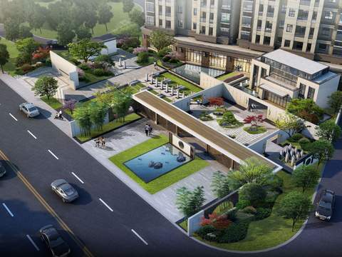  现代道路桥梁鸟瞰psd 