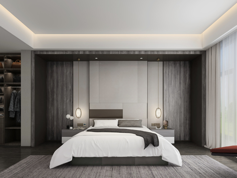  集艾设计 现代卧室主人房3d模型 