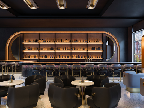  现代清吧酒吧3d模型 