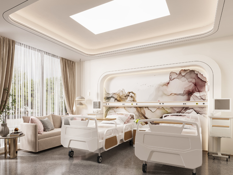  现代医院留观室病房3d模型 