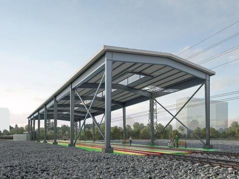  厂棚 火车站3d模型 