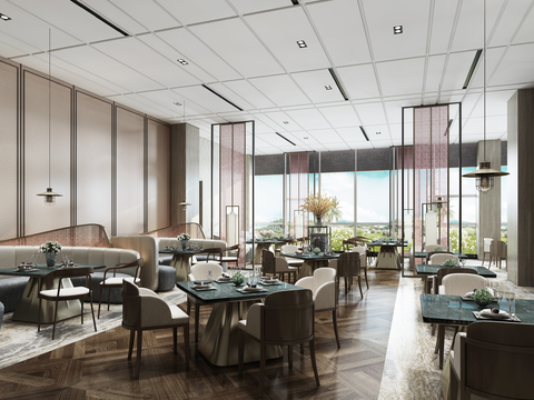  现代西餐厅3d模型 