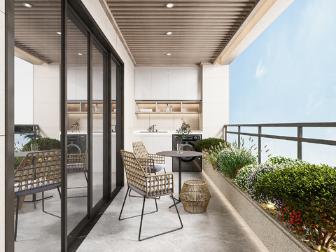  休闲阳台 生活阳台3d模型 