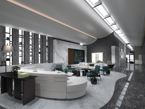  集艾设计现代售楼处洽谈区3d模型 