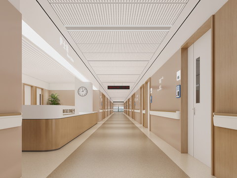  护士站 医院走廊3d模型 