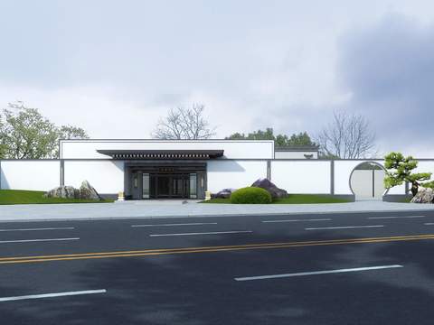  中式门头景观psd 