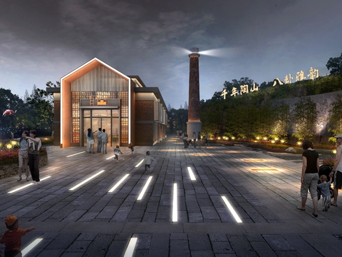  休闲广场 公园夜景psd 