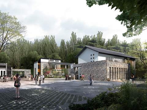  新中式住宅楼建筑外观psd 