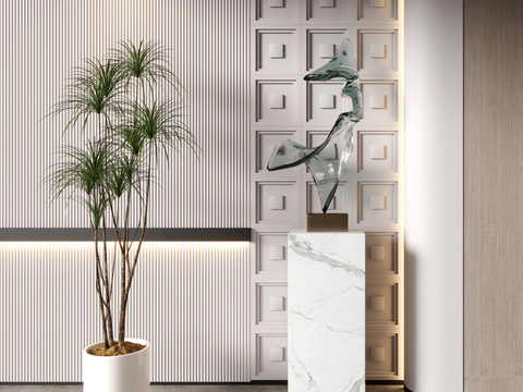  现代抽象玻璃雕塑3d模型 