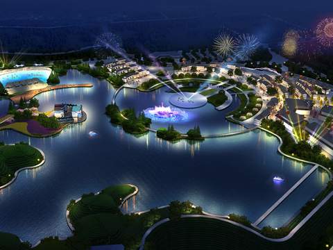  河滨公园夜景鸟瞰psd 