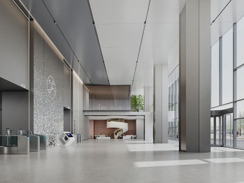  现代公司大堂3d模型 