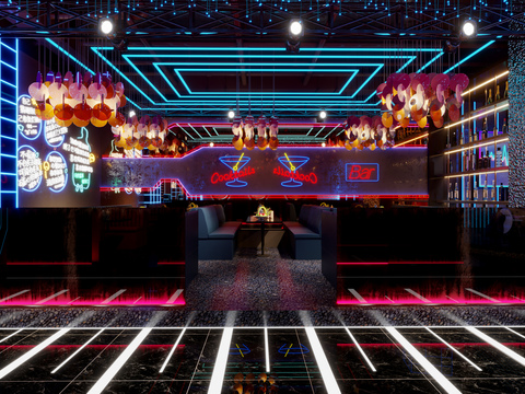  现代音乐餐吧酒吧3d模型 