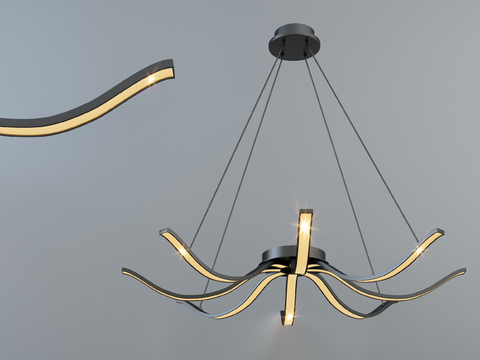 现代时尚多头吊灯3d模型
