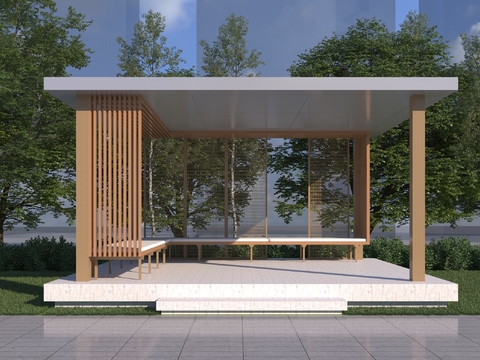  现代休闲亭子 廊架3d模型 